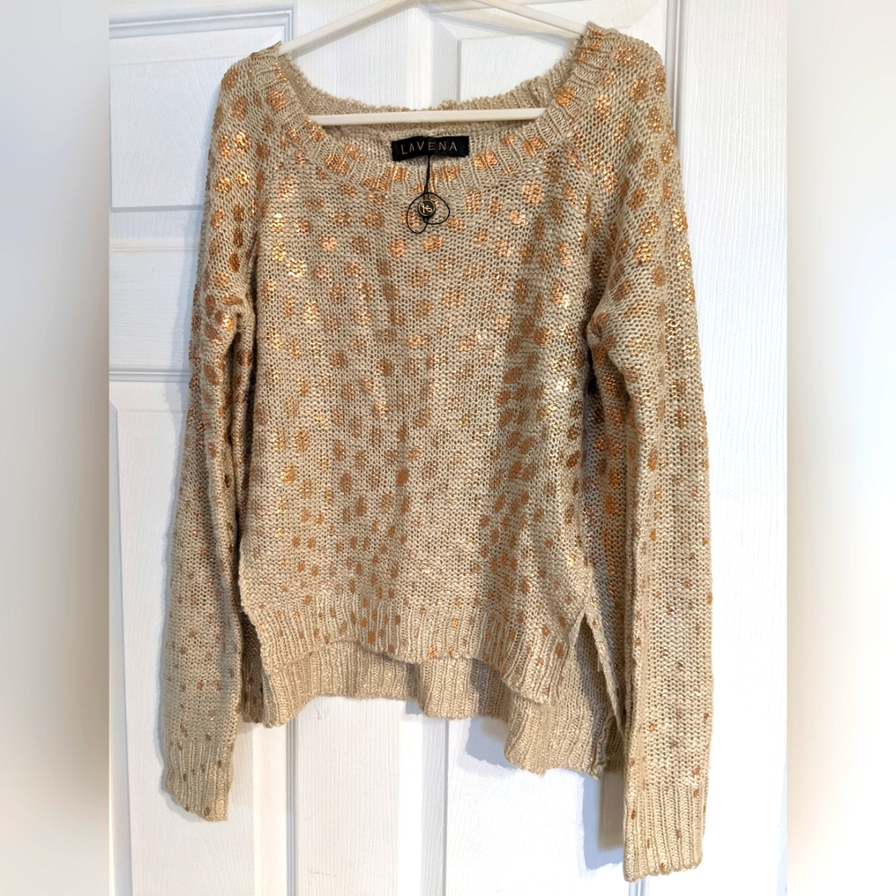 Women's Rose Gold Polka Dot Sweater